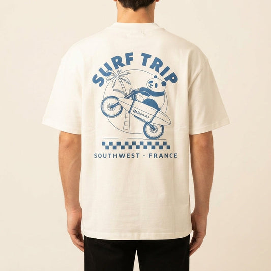 Surf Trip — T-shirt oversize blanc 300G