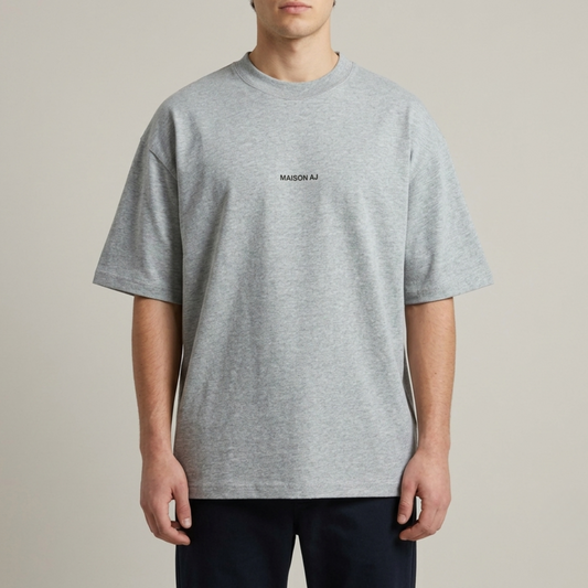 Le classique — T-shirt oversize gris chiné 300g